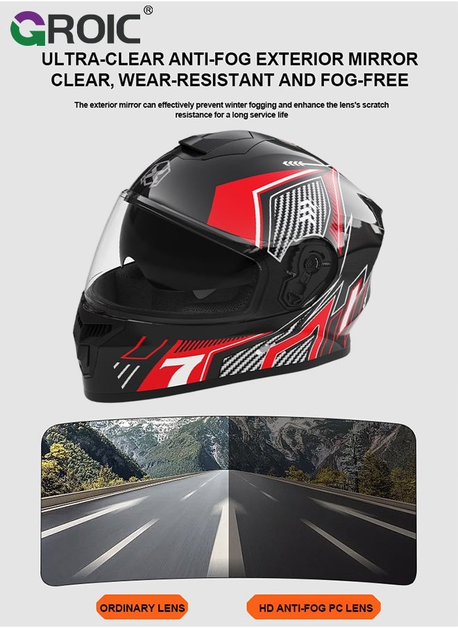 GROIC Sport Motorcycle Helmet,Motorcycle Full Face Helmet,ightweight ABS Shell,Bike Motocross Helmets for Adults,Motorcycle Street Bike Helmet(Red)  - Image 4