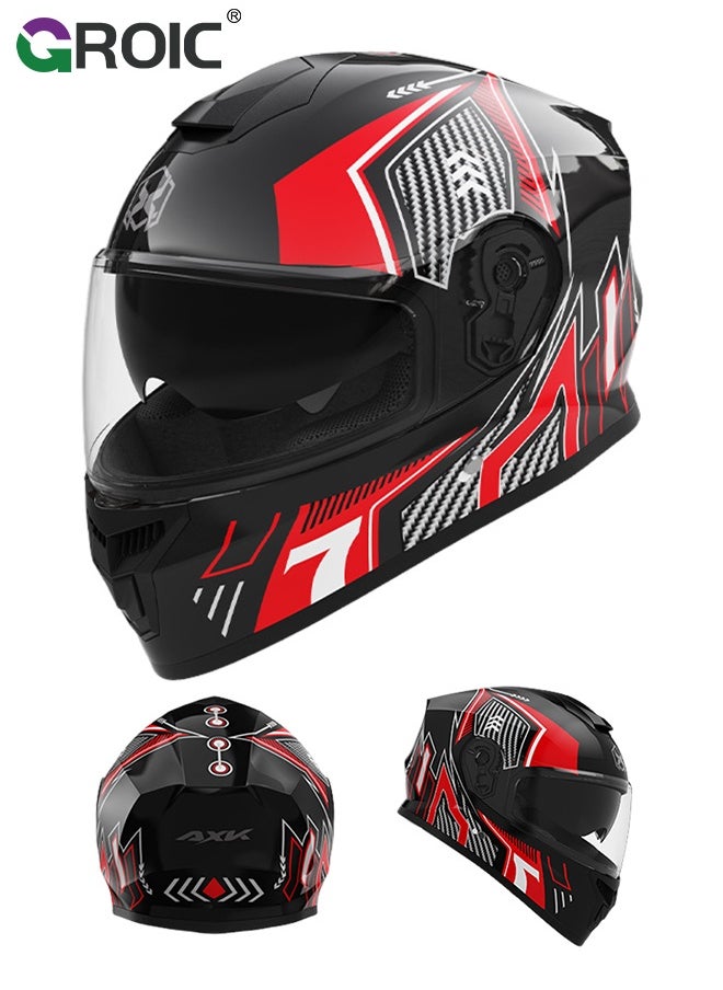 GROIC Sport Motorcycle Helmet,Motorcycle Full Face Helmet,ightweight ABS Shell,Bike Motocross Helmets for Adults,Motorcycle Street Bike Helmet(Red)  - Image 1