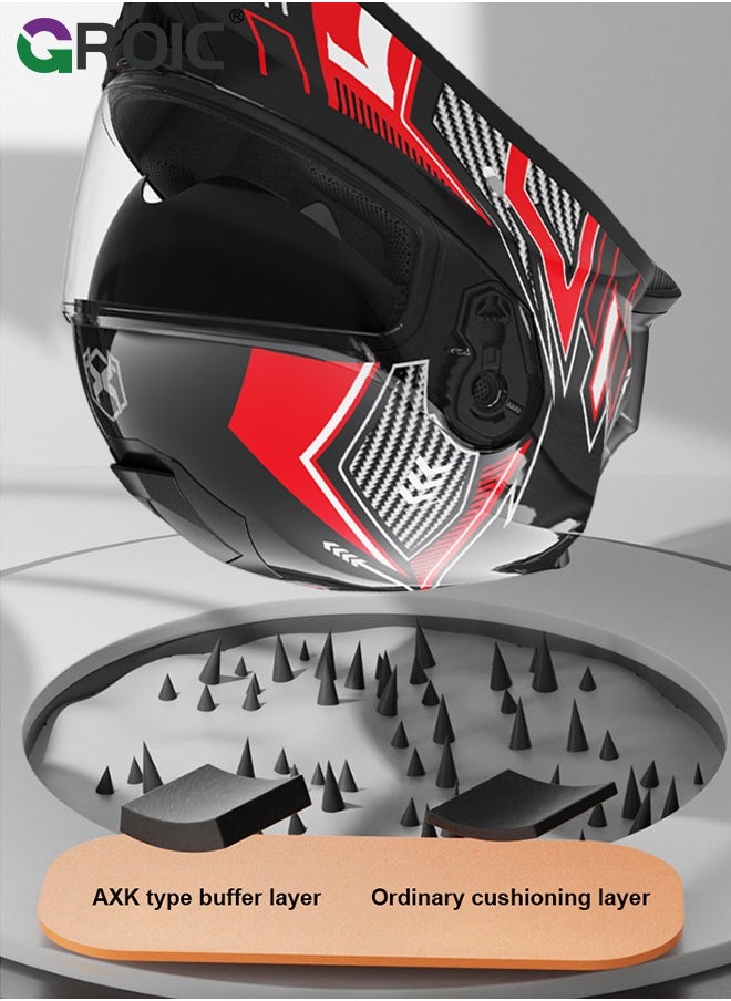 GROIC Sport Motorcycle Helmet,Motorcycle Full Face Helmet,ightweight ABS Shell,Bike Motocross Helmets for Adults,Motorcycle Street Bike Helmet(Red)  - Image 5