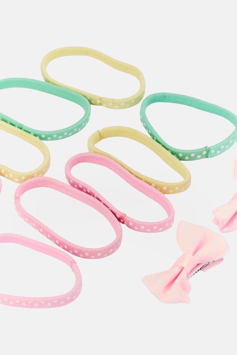 Expressions Kids Girl 12 Pieces Micro Dotted Hair Elastics And Bow Set, Multicolor - Image 3