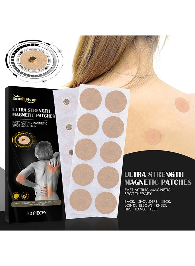 SOUTH MOON 50 Pcs Ultra Strength Magnetic Patches, Replacement Adhesive Patches for Relieve Shoulder Neck and Waist Joint Pain, Strength Healing for The Body Fast Acting Pain Relief - Image 2