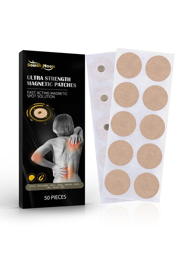 SOUTH MOON 50 Pcs Ultra Strength Magnetic Patches, Replacement Adhesive Patches for Relieve Shoulder Neck and Waist Joint Pain, Strength Healing for The Body Fast Acting Pain Relief - Image 1