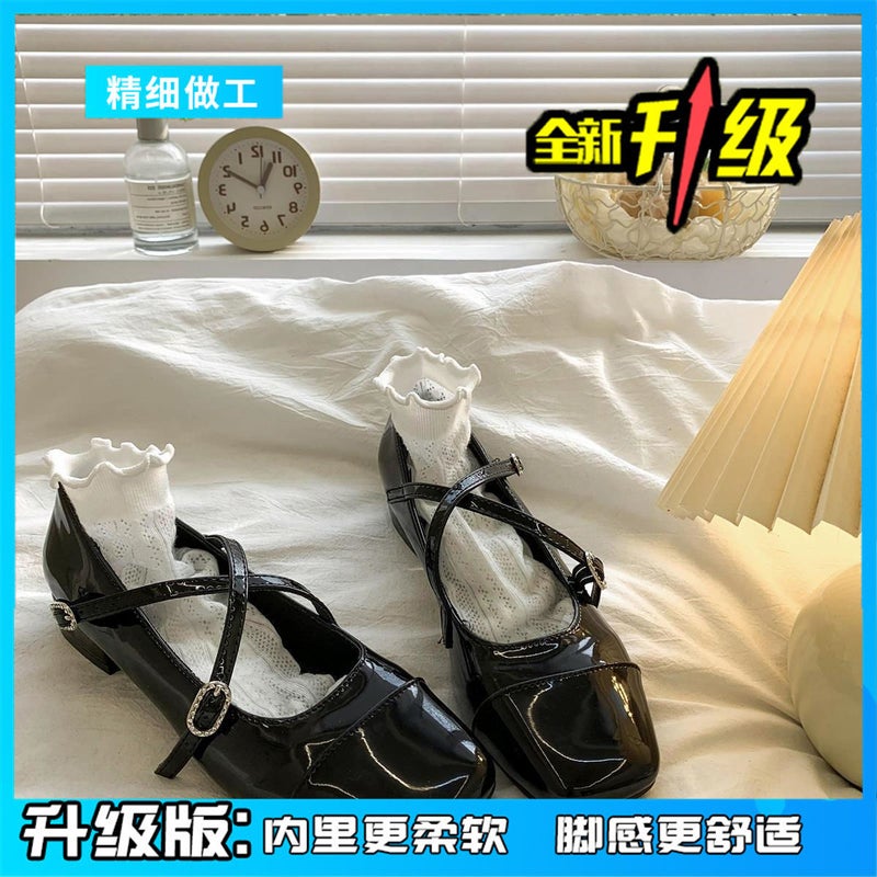 Trendy French-Style Square-Toe Fashion Mary Jane Shoes For Women 2025 Spring New Ballet Cross-Strap Girl Flats - Image 1