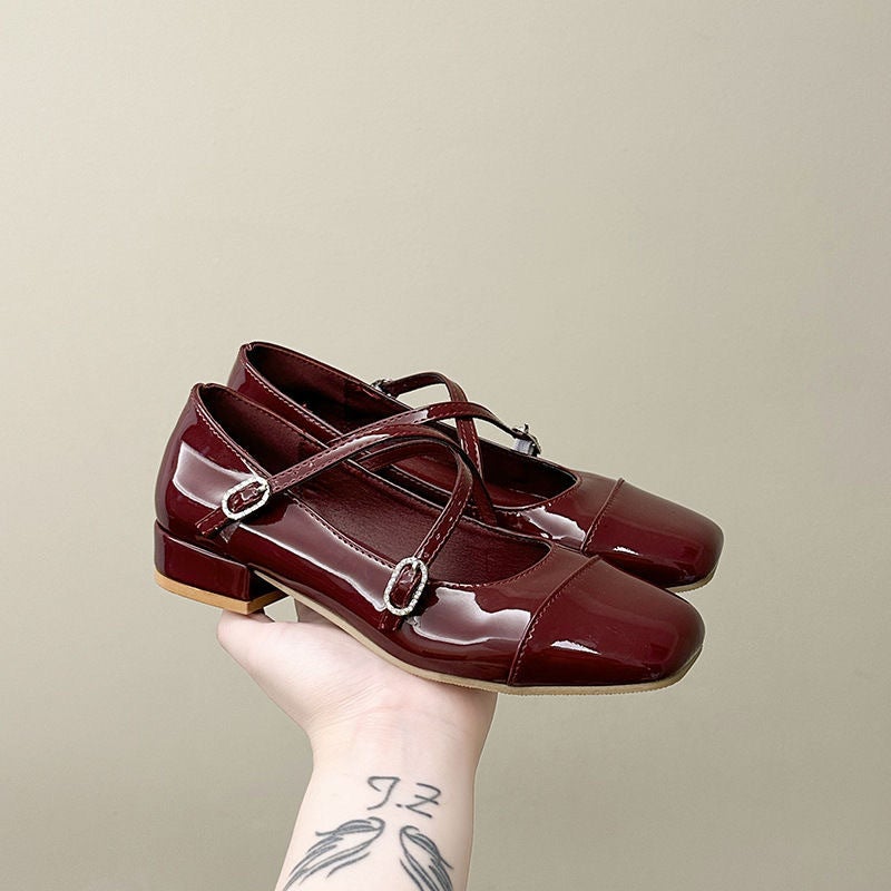 Trendy French-Style Square-Toe Fashion Mary Jane Shoes For Women 2025 Spring New Ballet Cross-Strap Girl Flats - Image 3
