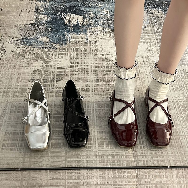 Trendy French-Style Square-Toe Fashion Mary Jane Shoes For Women 2025 Spring New Ballet Cross-Strap Girl Flats - Image 2