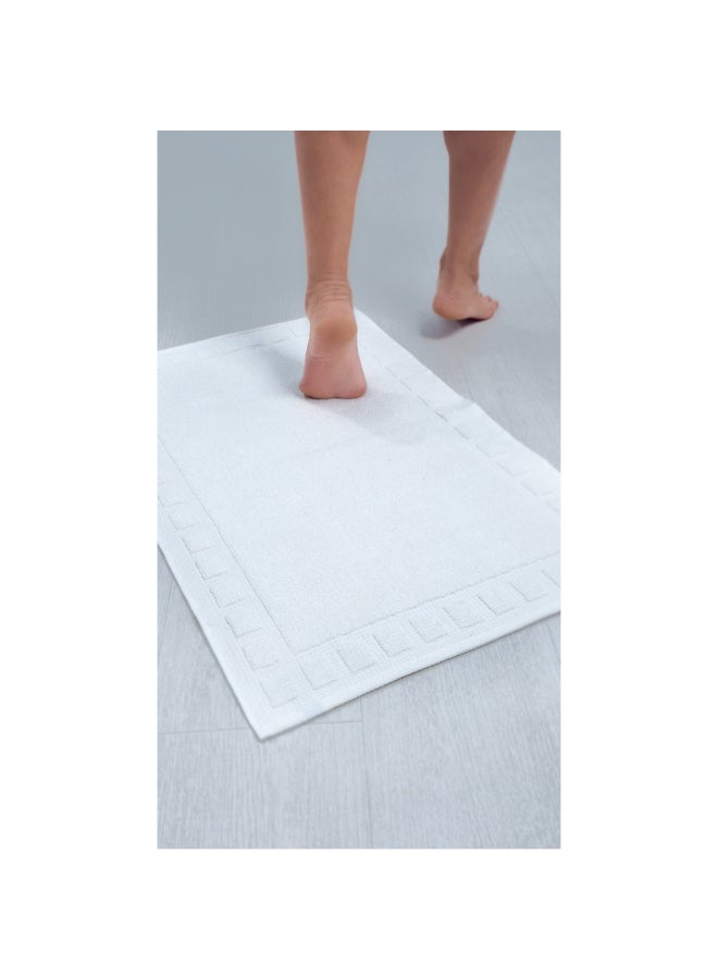 MTS Rectangular Soft Absorbent Cotton Bath Mat White 50 x 80 cm 227-24WHT