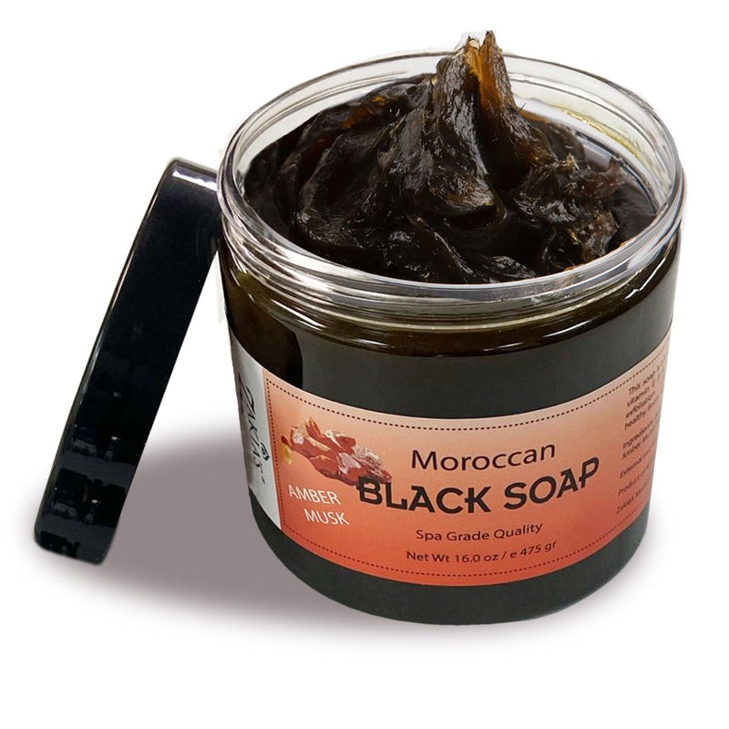 Zakia's Morocco Moroccan Black Soap (Beldi Olive Soap) Reviving Eucalpytus, 100% natural, Body Scrub, Pure & Natural, Purifying, Cleansing, exfoliating for Hammam Ritual- 16.0 Oz / 552gr, Value Size - Image 1