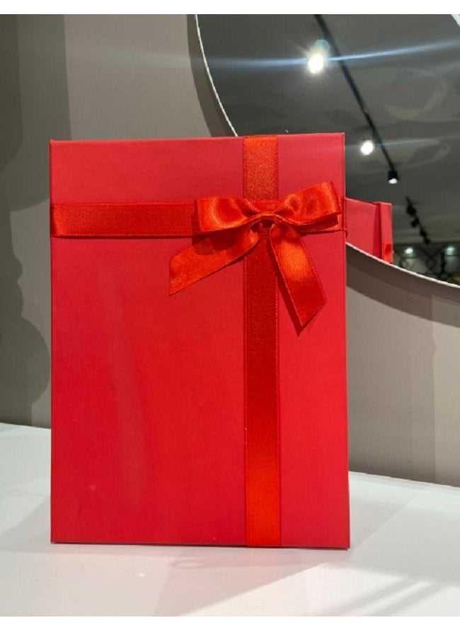 Small Single Red Hard Ribbon Box Bride and Groom Bundle Box 26X20X8 cm