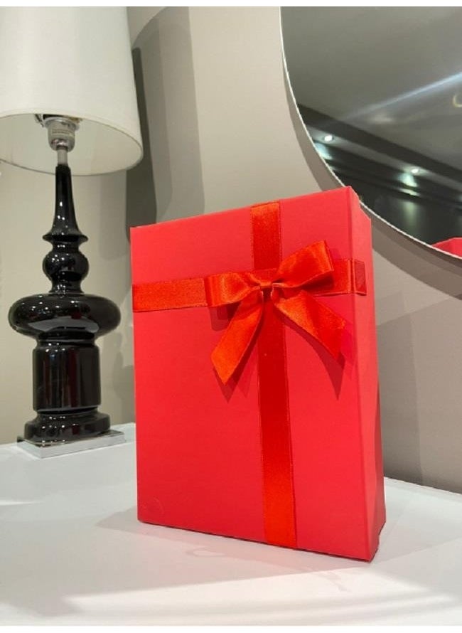Small Single Red Hard Ribbon Box Bride and Groom Bundle Box 26X20X8 cm