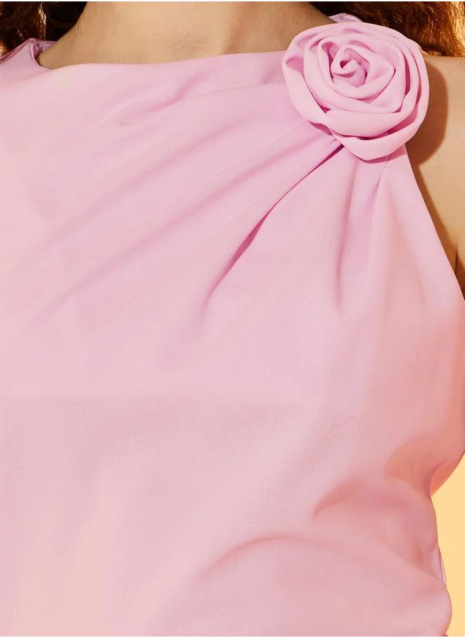 ستايلي Round Neck Flower Detail Sheath Maxi Dress