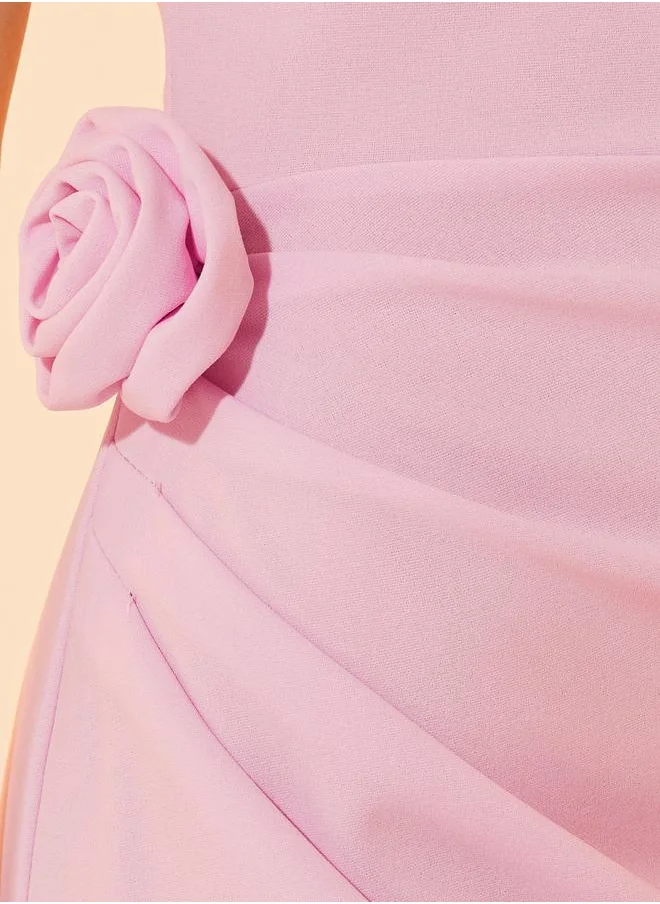 ستايلي Round Neck Flower Detail Sheath Maxi Dress