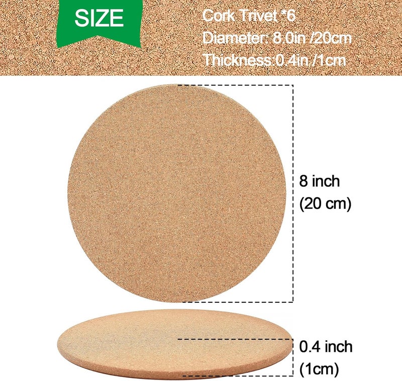 NIJIALGEXPY Cork Trivet, 4 Pack High Density Thick Cork Coasters Set for Hot Dishes, 8 Inch Heat Resistant Multifunctional Corks Trivets for Hot Dishes, Hot Pads for Kitchen, Table, Countertops - Image 2