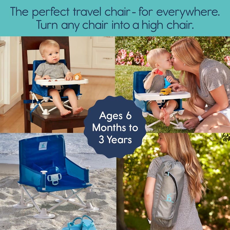 Hiccapop OmniBoost Travel Booster Seat with Tray for Baby | Folding Portable Baby Booster Seat for Dining Table, Camping, Beach, Grandma’s | Tip-Free Design Straps to Kitchen Chairs - Booster Chair - Image 4