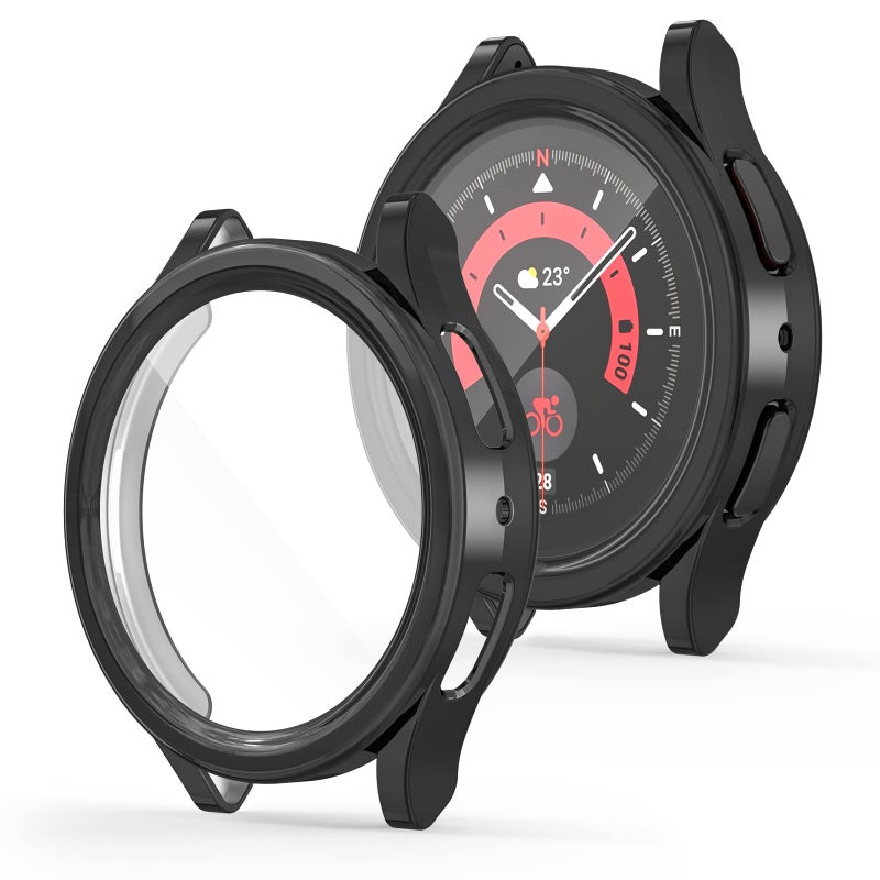 RICHONE Samsung Galaxy Watch 5 Pro 45mm 2 Pack Soft TPU Bumper Case with HD Screen Protector, Full Coverage - Image 2