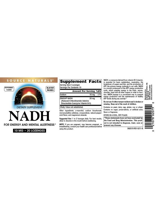Source Naturals Source Naturals NADH 10mg, Boost Energy and Mental Alertness - 20 Lozenges  - Image 4