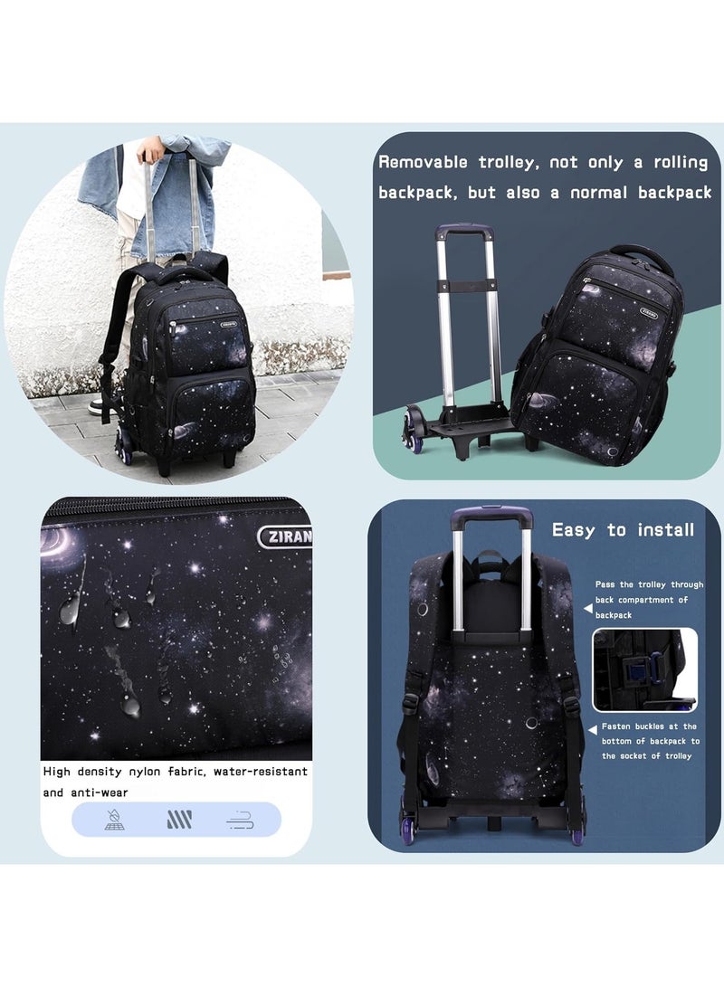 فانغفانجوت حقيبة مدرسية بعجلات للأولاد، حقيبة ظهر بعجلات للأطفال، طقم حقيبة مدرسية بعجلات وحقيبة غداء 3 في 1 للسفر من المرحلة الابتدائية إلى الإعدادية - Image 5