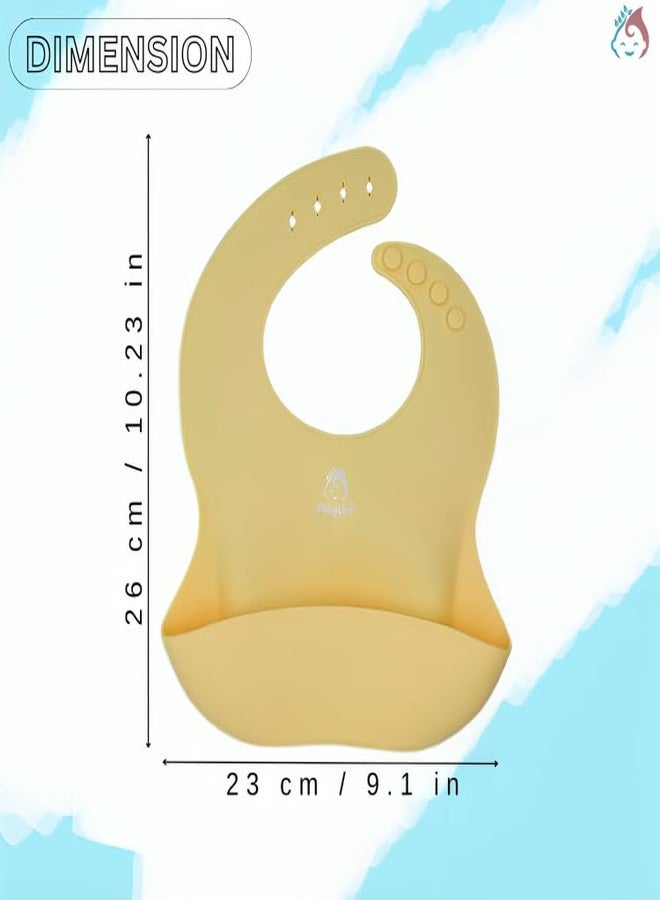 Babylief™ Baby Feeding Set, 4 Pieces, Silicone Bib, Cup with Straw, Bowl with Suction Base and Spoon, Multicolour (Butter Yellow) - Image 3