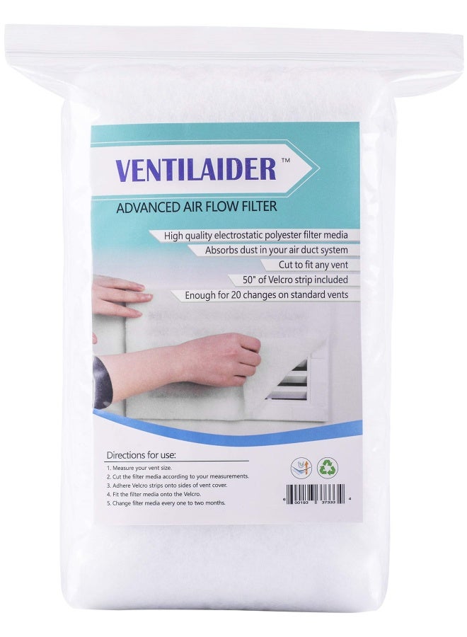 Complete Air Vent Register Filter Set Cut To Fit Any Size 16 X 60 And 50 Velcro Tape Electrostatic Fabric. Purifies Air Helps Reduce Allergies From Dusty Ducts Ac Furnace System 2 - Image 1