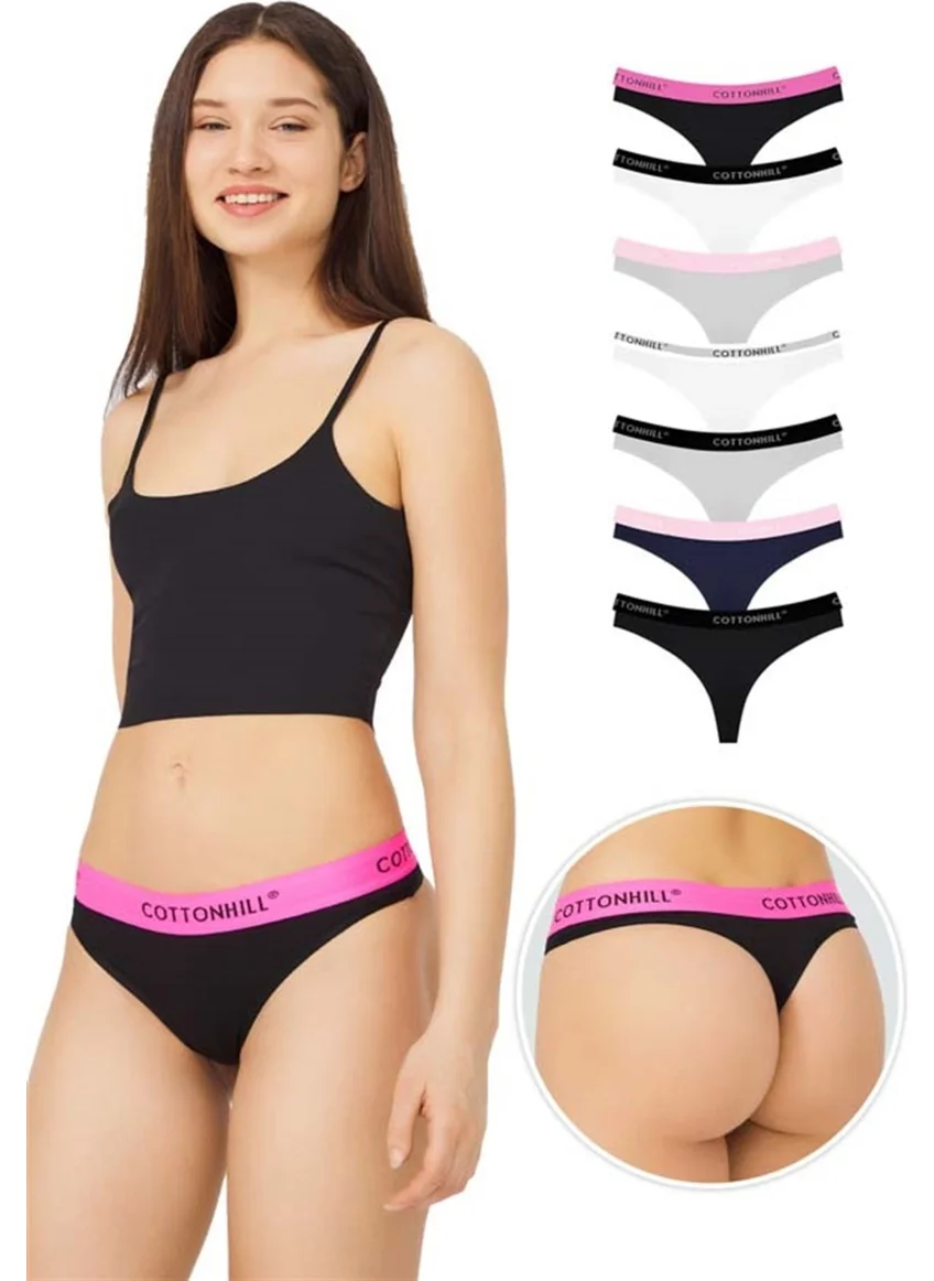 COTTONHILL Cotton Basic Women's Thong Panties 7 Pack