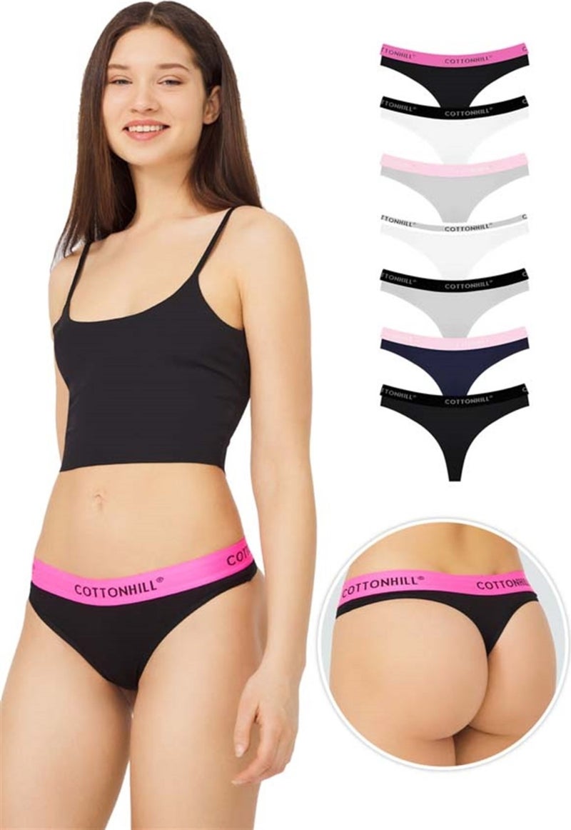 COTTONHILL Cotton Basic Women's Thong Panties 7 Pack - Image 1