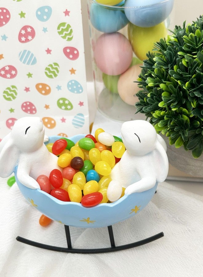realideas Easter Bunny Candy Dish, Easter Serving Dish, Decorative Bowls Spring Indoor Home Decor Bunny Figurines Rabbit Candy Dish Serving Bowl - Home Decor Centerpiece Bunny Collectible Figurines - Image 5
