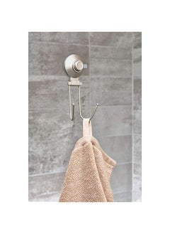 InterDesign Everett Push Lock Suction Bathroom Double Hook For Towels Loofahs And 2.43 Inch X 3.17 Inch X 6.71 Inch Satin  - Image 2