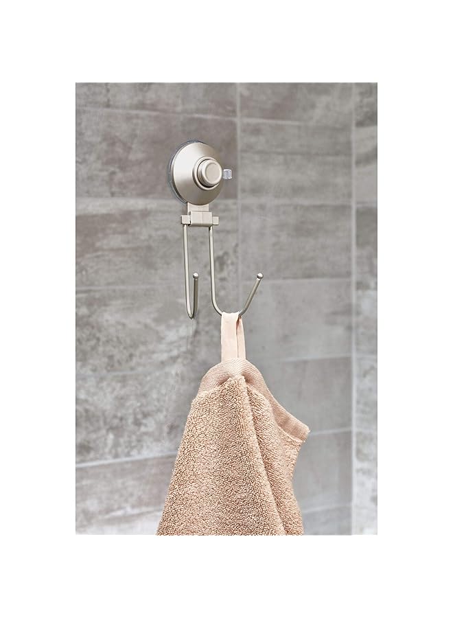 InterDesign Everett Push Lock Suction Bathroom Double Hook For Towels Loofahs And 2.43 Inch X 3.17 Inch X 6.71 Inch Satin - Image 2