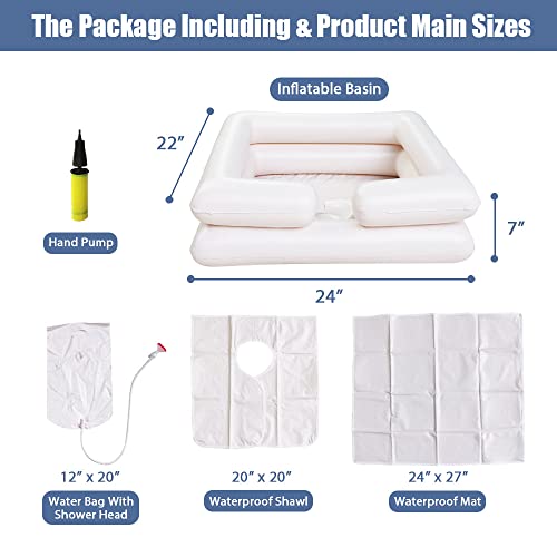 GBH-MED Bedside Inflatable Shampoo Basin Set - Bedridden Hair Washing Bowl System, Hair Shower Bed Bath Supplies for Patient, Disabled, Elderly (Set of 5) - Image 2
