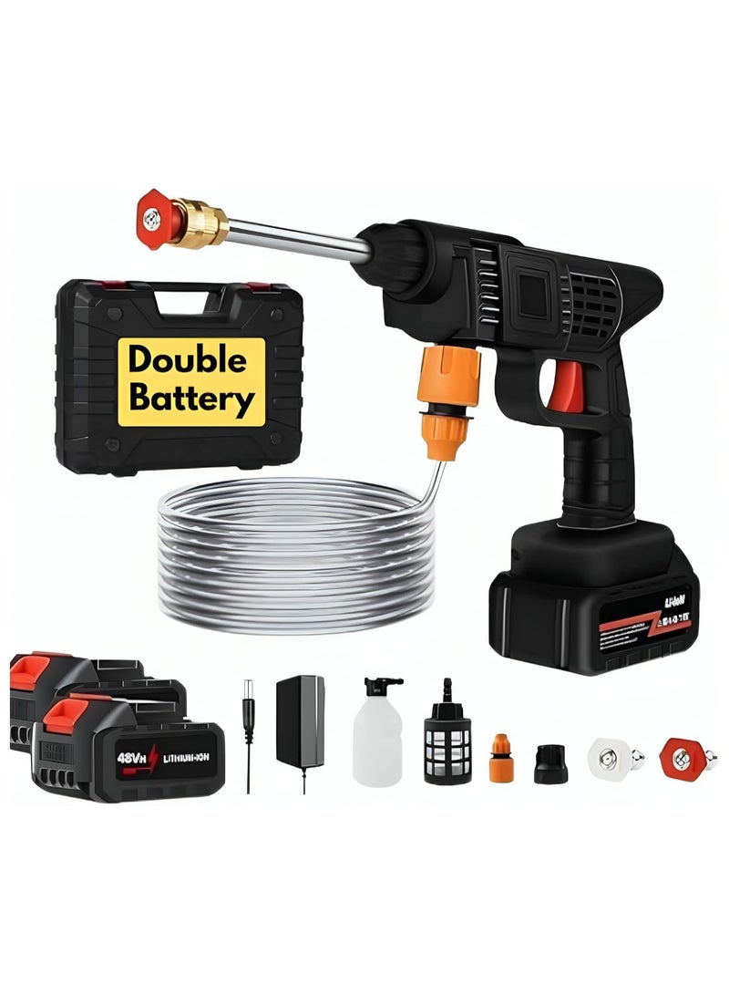 48V High Pressure Washer + 2 battery - Cordless Portable Electric Water Gun for Cars, Car Washing Machine Ideal for Floor Cleaning, car washing and Efficient Garden Watering  - Image 1