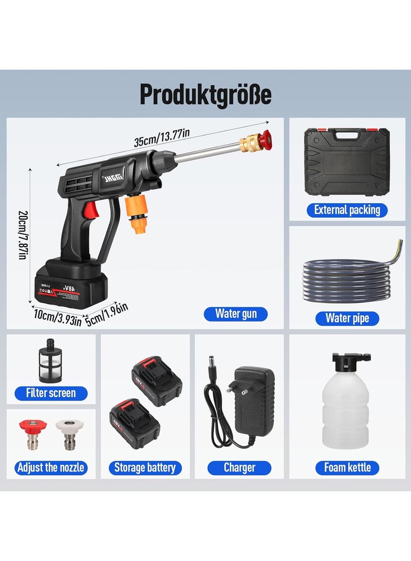 48V High Pressure Washer + 2 battery - Cordless Portable Electric Water Gun for Cars, Car Washing Machine Ideal for Floor Cleaning, car washing and Efficient Garden Watering  - Image 2