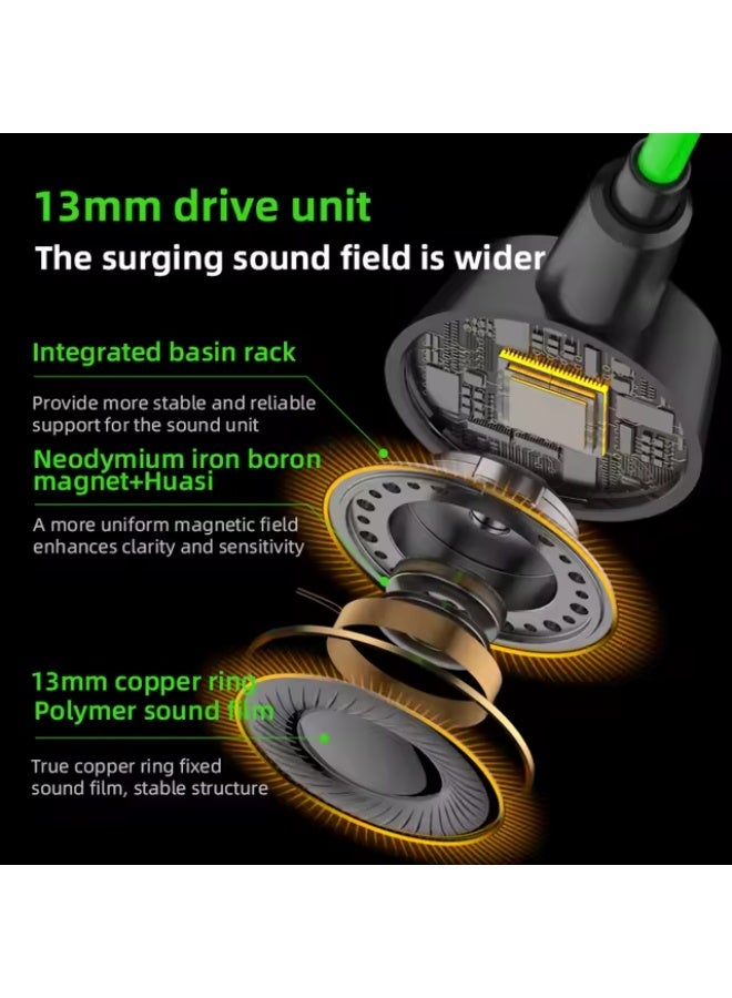 PIVA S6PRO Gaming Earphones With 27 PD Charging Port , APP Control, Built-in Sound Card, 3D Surround Sound, RGB Lighting, For iPhone, Redmagic, Samsung, Mobile, PC, PS5, PS4, Xbox Series X/s, Xbox One, Nintendo Switch - Type C Green - Image 3