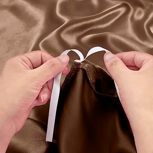 Ersmak 6 Pieces Satin Duvet Cover Full/Queen Size Luxury Silky Bedding Duvet Cover Set with 1 Soft Duvet Cover, 4 Queen Pillowcases and 1 Body Pillowcase, Brown - Image 4