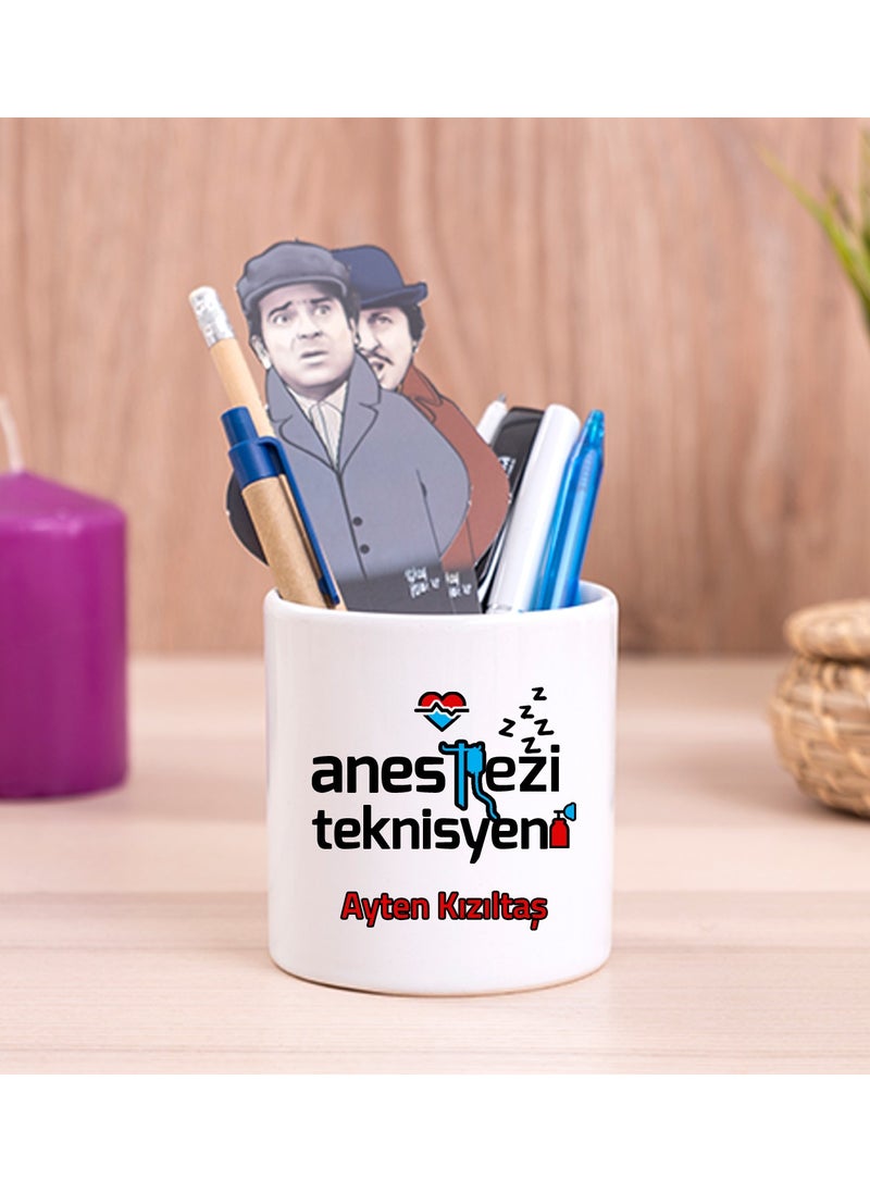 Hediye Dükkanı Gift Shop Personalized Anesthesia Technician Ceramic Pen Holder 