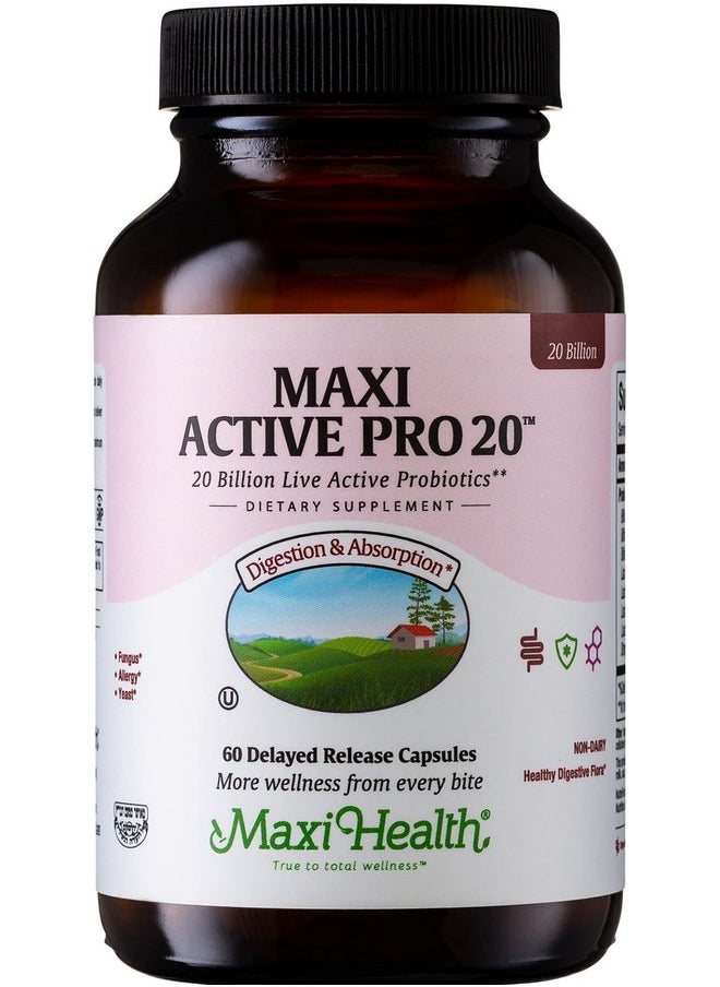 Maxi Health Active Pro20 Intestinal Protection Probiotics Healthy Flora 60 Count  - Image 2