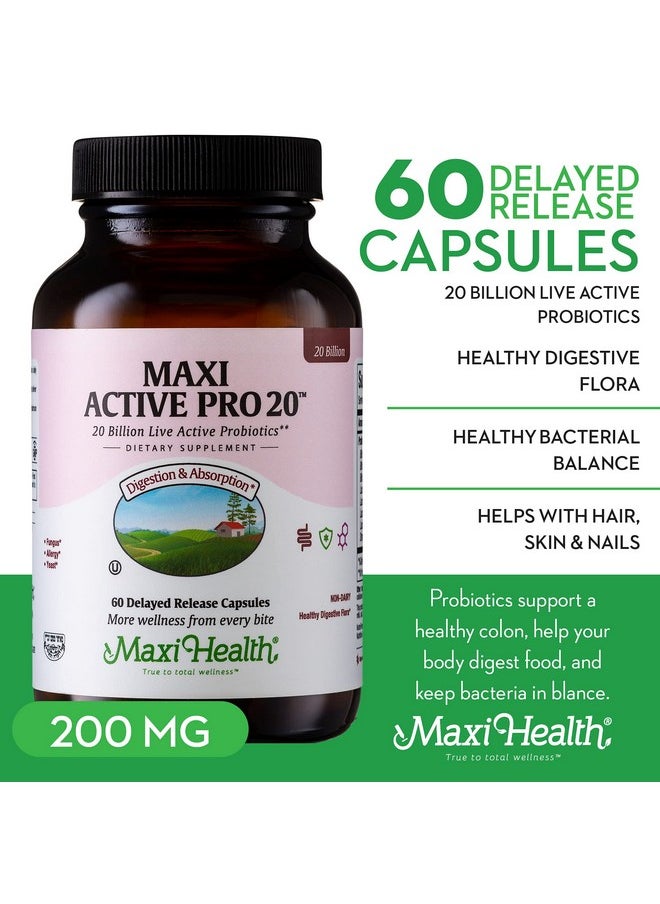 Maxi Health Active Pro20 Intestinal Protection Probiotics Healthy Flora 60 Count  - Image 3