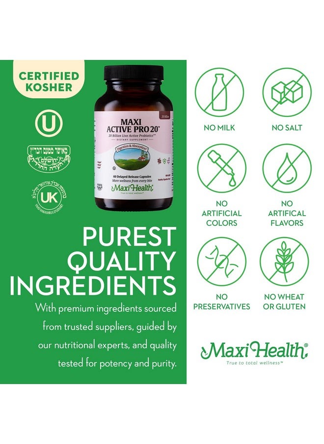 Maxi Health Active Pro20 Intestinal Protection Probiotics Healthy Flora 60 Count  - Image 5