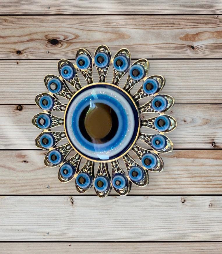 BLUE BEADS Home & Decor Magnets Multi Design Turkish Round Evil Eye Fridge Magnet Refrigerator Sticker Good Luck & Protection Unique Items Home and Office Decorative Car Accessories (Sun Design) - Image 4