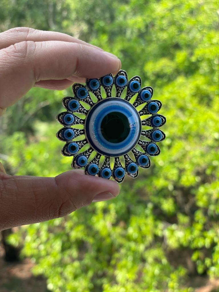 BLUE BEADS Home & Decor Magnets Multi Design Turkish Round Evil Eye Fridge Magnet Refrigerator Sticker Good Luck & Protection Unique Items Home and Office Decorative Car Accessories (Sun Design) - Image 2