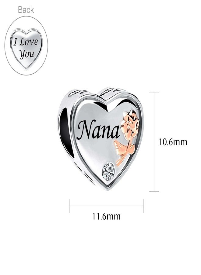 SBI Jewelry I Love You Heart Nana Charm for Pandora Bracelets and Necklace Pendant Dangle Bead Nana Charm for Women Birthday from Granddaughter - Image 4