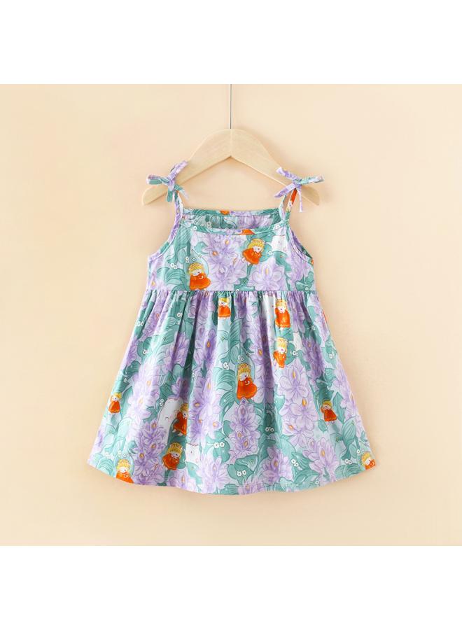 Summer Girl's Skirt Children's Style Princess Strap Skirt Girls' Dress New Children's Wear Floral Dress 