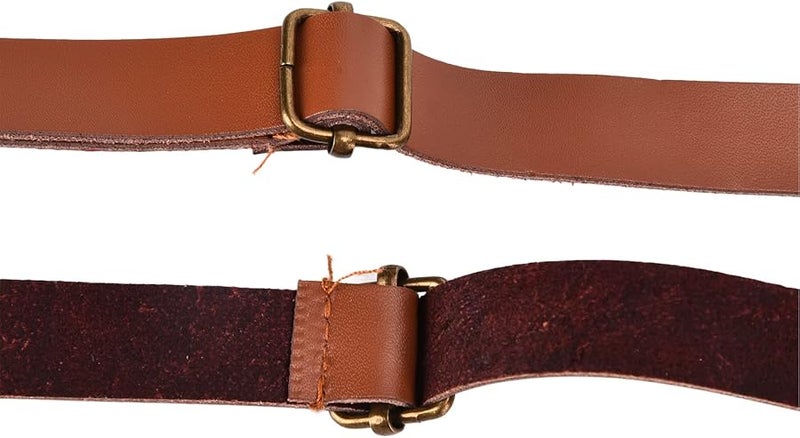 Mens Adjustable Suspenders Cowhide Leather Metal Clips For Formal And Casual Wear - Image 5