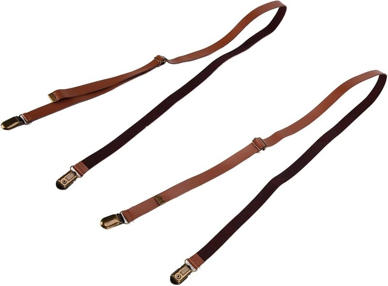 Mens Adjustable Suspenders Cowhide Leather Metal Clips For Formal And Casual Wear - Image 4
