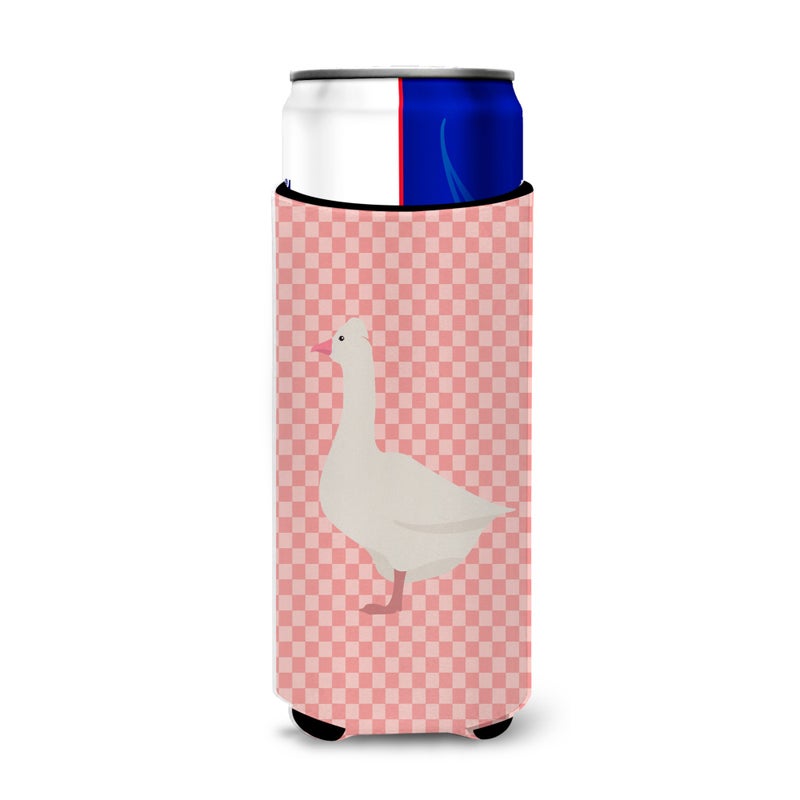 Caroline's Treasures ""Caroline's Treasures Roman Goose Pink Check Decorative Can Hugger  Slim  Multicolor"" 