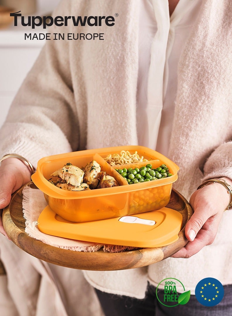 توبروير علبة طعام للمايكرويف متقسمة 1 لتر من تابروير -برتقالي - Image 1