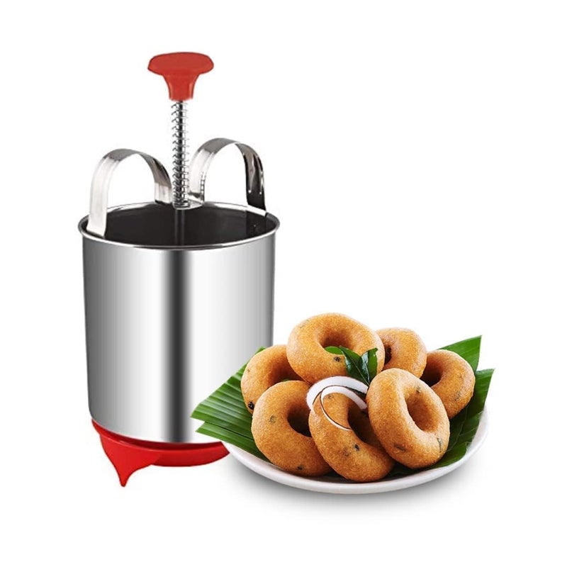 KP2 Stainless Steel Donut MakerMendu Vada MakerMedu Vada Donut Maker Dispenser Stainless Steel Tool Kitchen Pastry Making Bake Ware South Indian Crispy Medu Vada Machine - Image 1