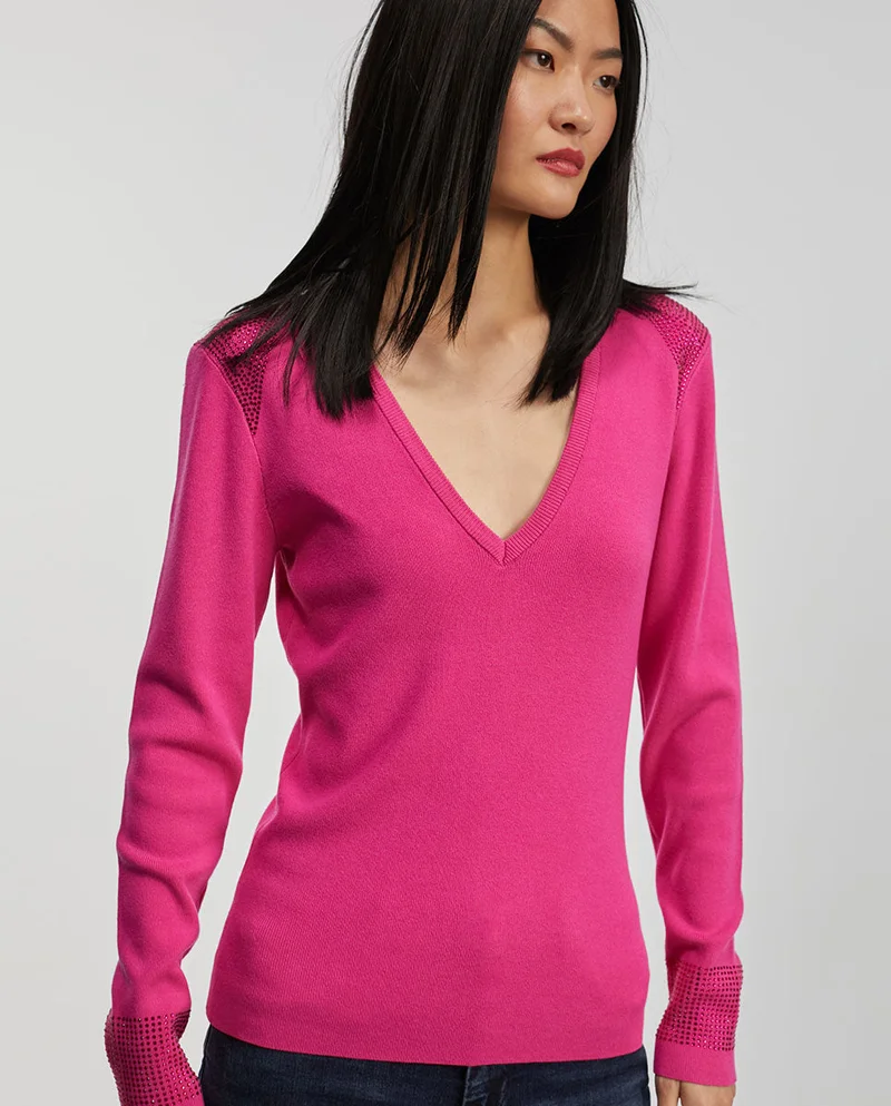 Lola Casademunt Knit sweater embellished with rhinestones
