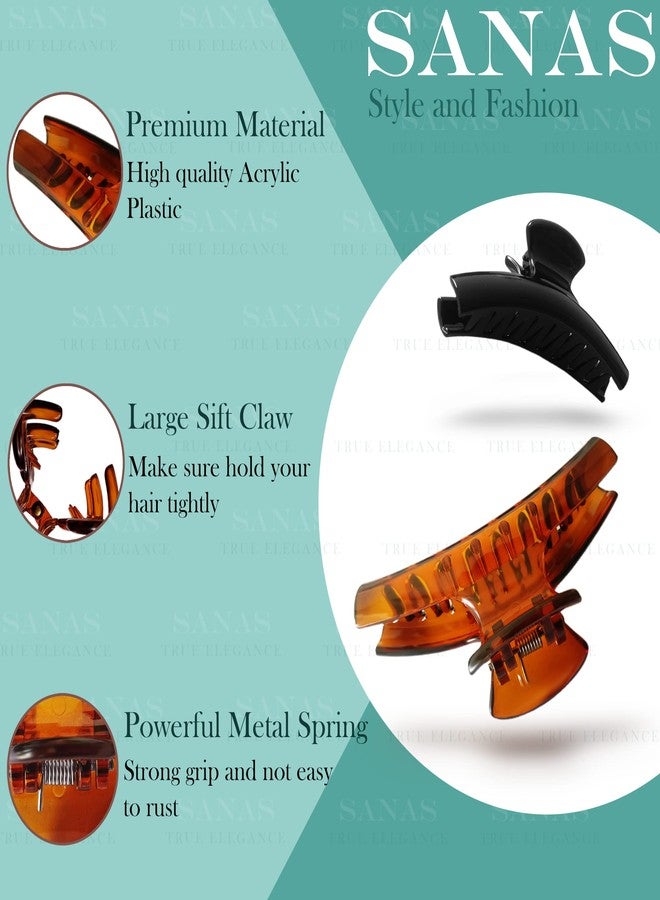 Sanas Hair Accessories For Women Stylish (4Pcs) Hair Clips For Women Clutcher For Hair Juda Clips Hair Accessories For Girls Korean Hair Claw Clips Butterfly Clip (4Pcs) (Black & Brown) - Image 3
