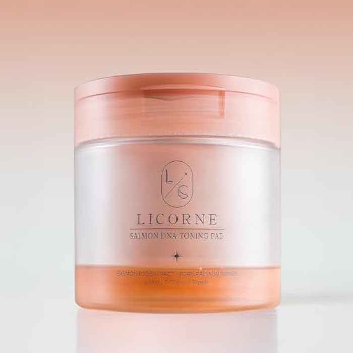 Licorne Salmon DNA Toning Pad 7.77 fl.oz 70 Korean Skincare Facial Cleansing Toner Pads | PDRN Exfoliating Pads | Moisturizing Hydrating Face Toner | for All Skin Types - Image 1