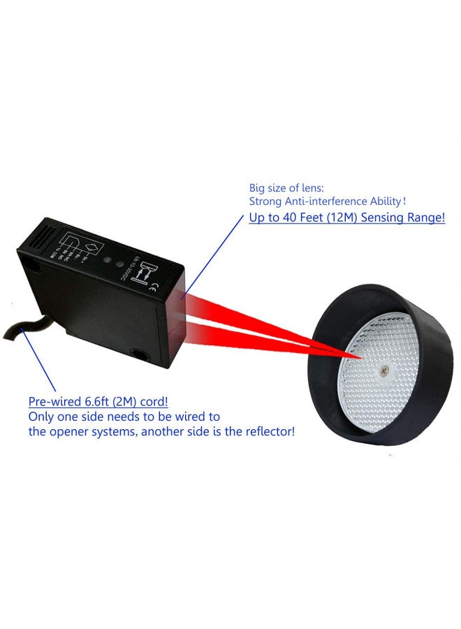 Supreform IP67 Waterproof 40 Feet Range 10-30VDC Retro-Reflective Photoelectric Beam Sensor for Gate Opener, Garage Door Sensor, Driveway Alarm Sensor Switch, Protective Metal Cover Included - Image 4