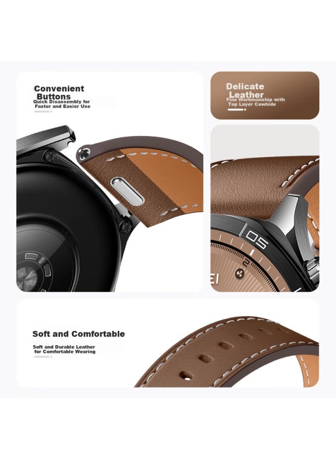 Tinker Xiao Pi Jiang Genuine Leather Watch Strap For Huawei Watch Gt5 Pro, Gt4, Gt5, Quick Release Button Style, Women's Cowhide Leather Watch Strap, 42/41mm Dial Universal Watch Strap, Genuine Leather - Image 3